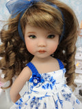 Delicate Bluebirds - dress, socks & shoes for Little Darling Doll or 33cm BJD