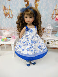 Delicate Bluebirds - dress, socks & shoes for Little Darling Doll or 33cm BJD