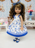 Delicate Bluebirds - dress, socks & shoes for Little Darling Doll or 33cm BJD