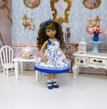 Delicate Bluebirds - dress, socks & shoes for Little Darling Doll or 33cm BJD