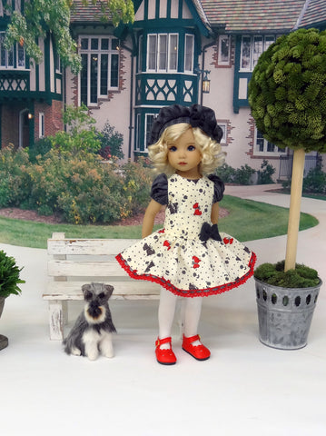 Dog Days - dress, beret, tights & shoes for Little Darling Doll or other 33cm BJD