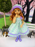 Dog Park - dress, hat, tights & shoes for Little Darling Doll or other 33cm BJD