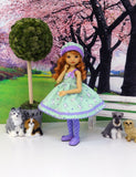 Dog Park - dress, hat, tights & shoes for Little Darling Doll or other 33cm BJD