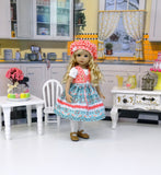 Dutch Partridge - dress, vest, beret, tights & shoes for Little Darling Doll or 33cm BJD