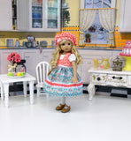 Dutch Partridge - dress, vest, beret, tights & shoes for Little Darling Doll or 33cm BJD