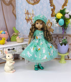 Easter Garden - dress, hat, tights & shoes for Little Darling Doll or 33cm BJD