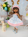 Easter Lamb - babydoll top, bloomers, hat & sandals for Little Darling Doll or 33cm BJD