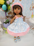 Easter Lamb - babydoll top, bloomers, hat & sandals for Little Darling Doll or 33cm BJD