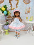 Easter Lamb - babydoll top, bloomers, hat & sandals for Little Darling Doll or 33cm BJD
