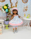 Easter Lamb - babydoll top, bloomers, hat & sandals for Little Darling Doll or 33cm BJD