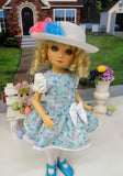 Easter Parade - dress, hat, tights & shoes for Little Darling Doll