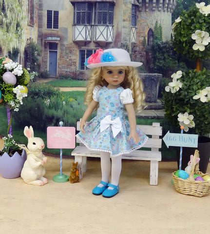 Easter Parade - dress, hat, tights & shoes for Little Darling Doll