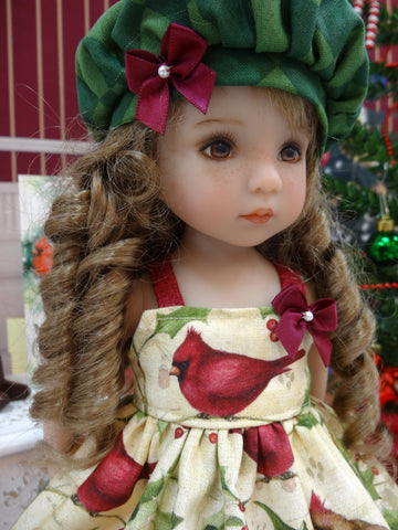 Elegant Cardinal - dress, hat, socks & shoes for Little Darling Doll or 33cm BJD