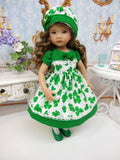 Emerald Clover - dress, hat, tights & shoes for Little Darling Doll or other 33cm BJD