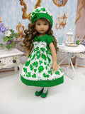 Emerald Clover - dress, hat, tights & shoes for Little Darling Doll or other 33cm BJD