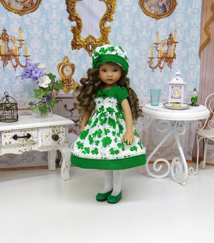 Emerald Clover - dress, hat, tights & shoes for Little Darling Doll or other 33cm BJD
