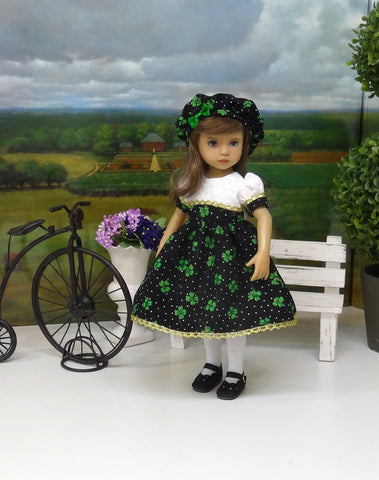Emerald Isle - dress, hat, tights & shoes for Little Darling Doll or 33cm BJD