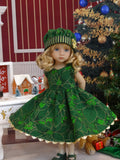 Emerald Poinsettia - dress, hat, tights & shoes for Little Darling Doll or 33cm BJD