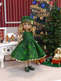 Emerald Poinsettia - dress, hat, tights & shoes for Little Darling Doll or 33cm BJD