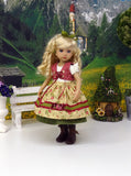 Enzian Rose - dirndl ensemble with tights & boots for Little Darling Doll or 33cm BJD