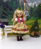 Enzian Rose - dirndl ensemble with tights & boots for Little Darling Doll or 33cm BJD