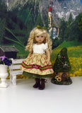Enzian Rose - dirndl ensemble with tights & boots for Little Darling Doll or 33cm BJD