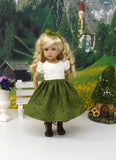 Enzian Rose - dirndl ensemble with tights & boots for Little Darling Doll or 33cm BJD