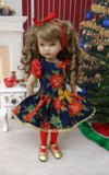 Evening Poinsettia - dress, tights & shoes for Little Darling Doll or 33cm BJD