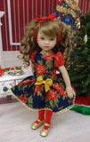 Evening Poinsettia - dress, tights & shoes for Little Darling Doll or 33cm BJD