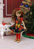 Evening Poinsettia - dress, tights & shoes for Little Darling Doll or 33cm BJD