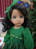 Evergreen Poinsettia - dress, tights & shoes for Little Darling Doll or 33cm BJD