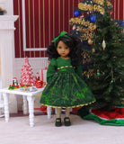 Evergreen Poinsettia - dress, tights & shoes for Little Darling Doll or 33cm BJD