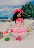 Fabulous Flamingo - dress, hat, socks & shoes for Little Darling Doll or 33cm BJD