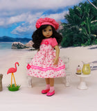 Fabulous Flamingo - dress, hat, socks & shoes for Little Darling Doll or 33cm BJD