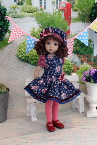 Fall In Bloom - dress, beret, tights & shoes for Little Darling Doll