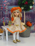 Fall Spice - dress, beret, tights & shoes for Little Darling Doll