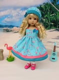 Favorite Flamingo - dress, hat, socks & shoes for Little Darling Doll or 33cm BJD