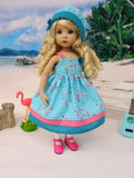 Favorite Flamingo - dress, hat, socks & shoes for Little Darling Doll or 33cm BJD