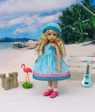 Favorite Flamingo - dress, hat, socks & shoes for Little Darling Doll or 33cm BJD