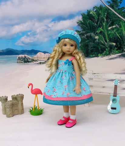 Favorite Flamingo - dress, hat, socks & shoes for Little Darling Doll or 33cm BJD