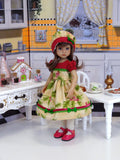 Festive Holly - dress, hat, tights & shoes for Little Darling Doll or 33cm BJD