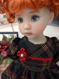 Festive Plaid - dress, tights & shoes for Little Darling Doll or 33cm BJD