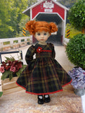 Festive Plaid - dress, tights & shoes for Little Darling Doll or 33cm BJD