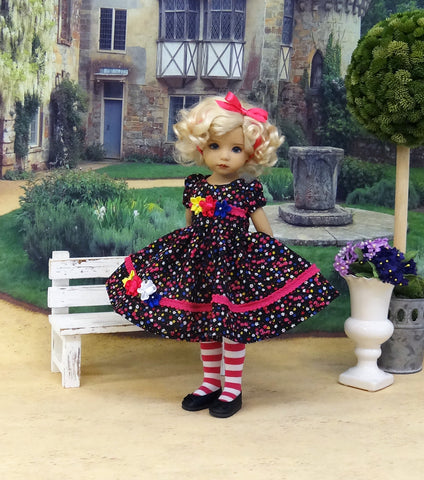 Flirty Floral - dress, tights & shoes for Little Darling Doll or other 33cm BJD
