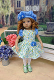 Floral Meadow - dress, beret, tights & shoes for Little Darling Doll or other 33cm BJD