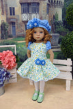 Floral Meadow - dress, beret, tights & shoes for Little Darling Doll or other 33cm BJD