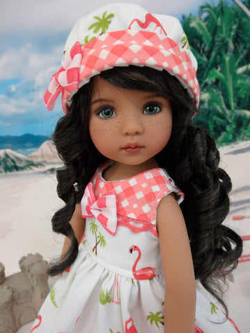 Florida Flamingo - dress, hat, socks & shoes for Little Darling Doll or other 33cm BJD