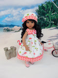 Florida Flamingo - dress, hat, socks & shoes for Little Darling Doll or other 33cm BJD