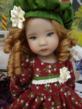 Forest Floral - dress, hat, tights & shoes for Little Darling Doll or 33cm BJD