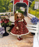 Forest Floral - dress, hat, tights & shoes for Little Darling Doll or 33cm BJD